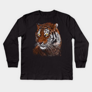 Sketch Tiger style Kids Long Sleeve T-Shirt